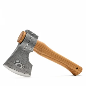 Engraved Damascus Hatchet Axe